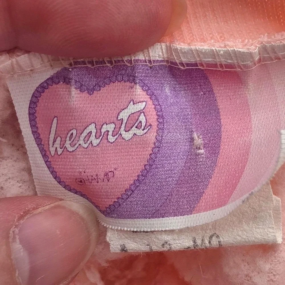 Vintage Hearts Pink Fleece Tracksuit Set Animal Applique 12 Months‎ Made in USA